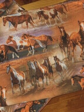 Pair Of King Size Pillow Cases, Equine Motif.